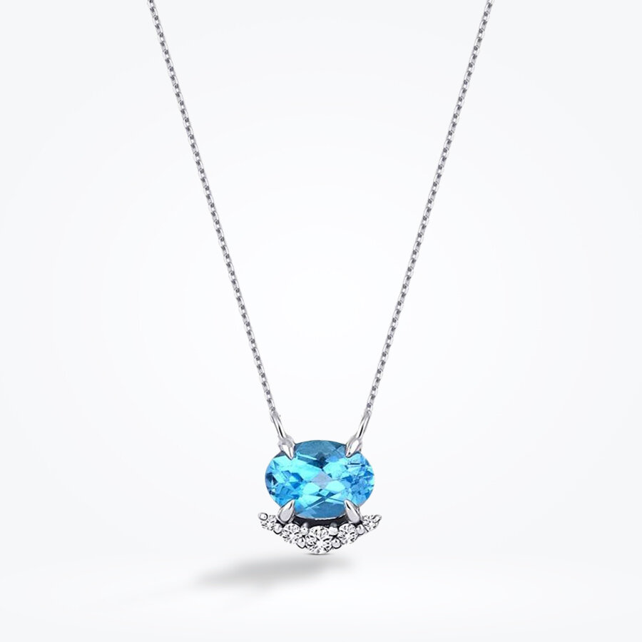 0.99 Karat Pırlanta Blue Topaz Kolye