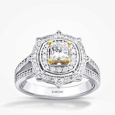 0.99 Karat Pırlanta Fancy Prenses Yüzük - 1