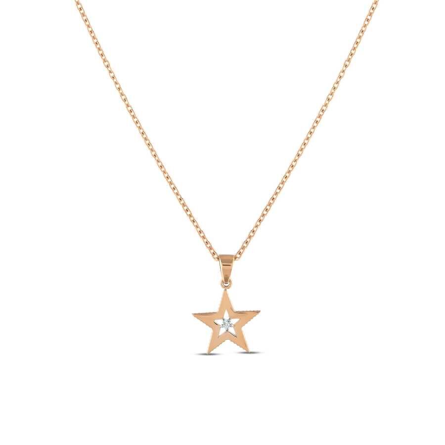 0.01 Karat Pırlanta Trend Yıldız Kolye - Baroni Diamond