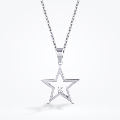 0.01 Karat Pırlanta Trend Yıldız Kolye - 1