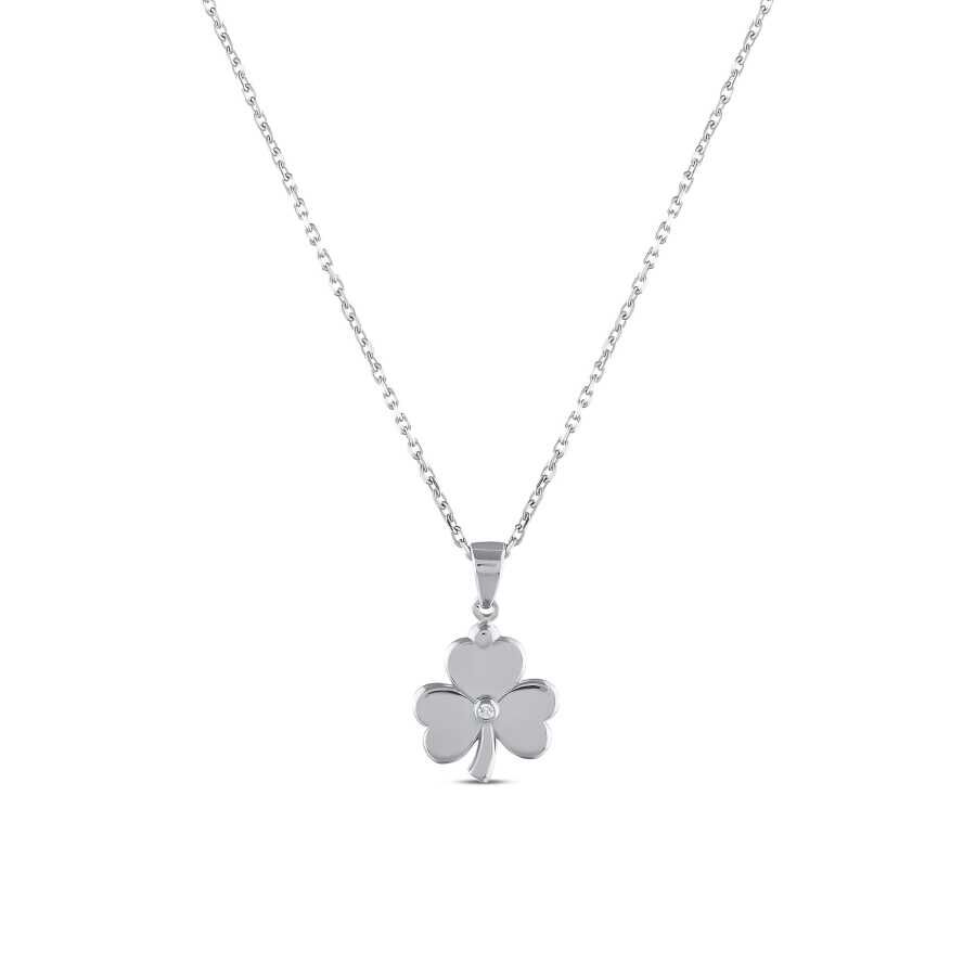 0.01 Karat Pırlanta Yonca Trend Kolye - Baroni Diamond