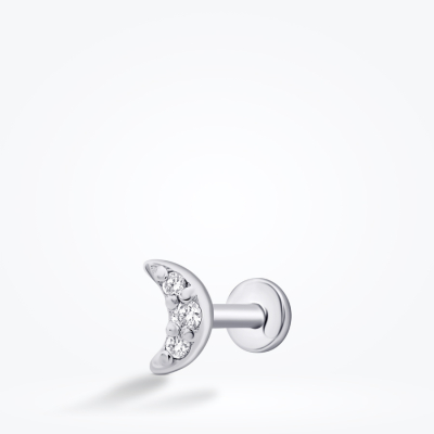 0.02 Karat Pırlanta Ay Tragus Küpe - 2