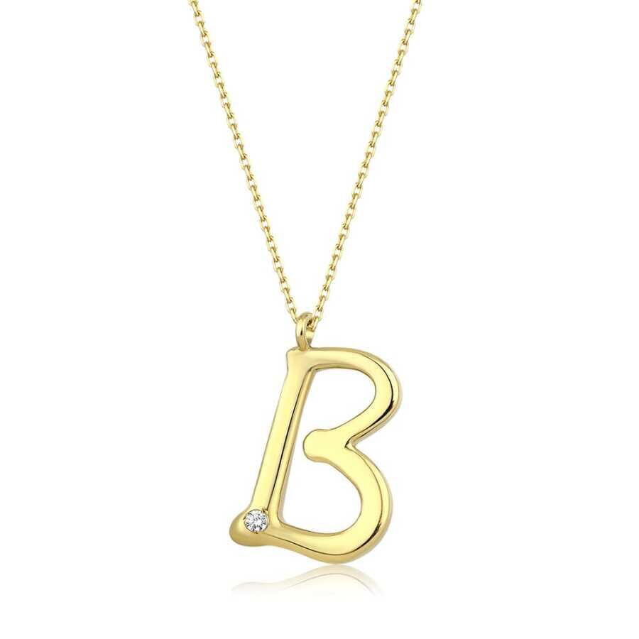 0.02 Karat Pırlanta B Harf Kolye - Baroni Diamond