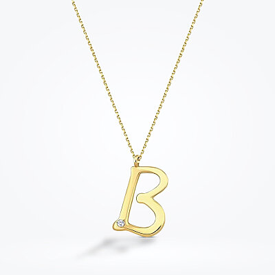0.02 Karat Pırlanta B Harf Kolye - Baroni Diamond (1)