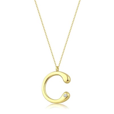 0.02 Karat Pırlanta C Harf Kolye - 1