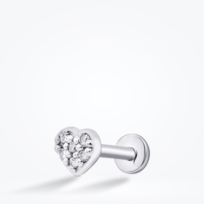 0.02 Karat Pırlanta Kalp Tragus Piercing - 2