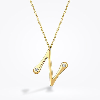 0.04 Karat Pırlanta N Harf Kolye - 1