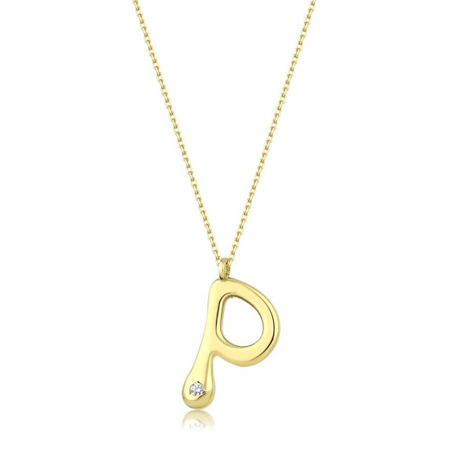 0.02 Karat Pırlanta P Harf Kolye - Baroni Diamond