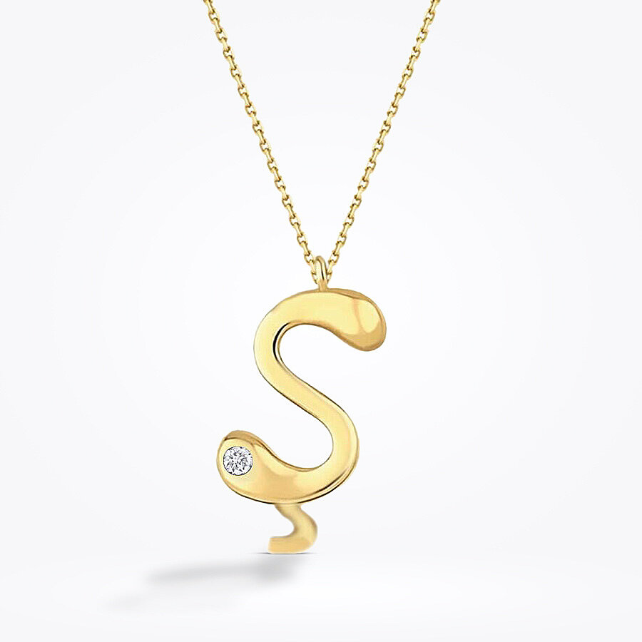 0.02 Karat Pırlanta Ş Harf Kolye