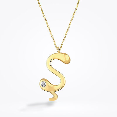0.02 Karat Pırlanta Ş Harf Kolye - 1