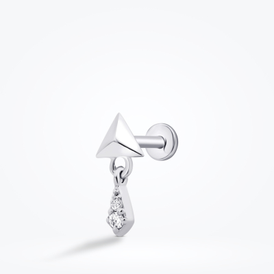 0.02 Karat Pırlanta Üçgen Sarkıntılı Tragus Küpe - 2