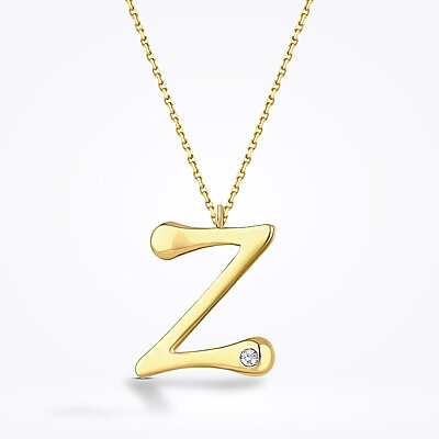 0.02 Karat Pırlanta Z Harf Kolye - 1