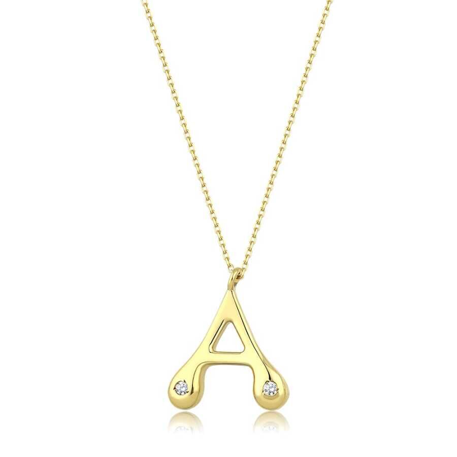 0.04 Karat Pırlanta A Harf Kolye - Baroni Diamond