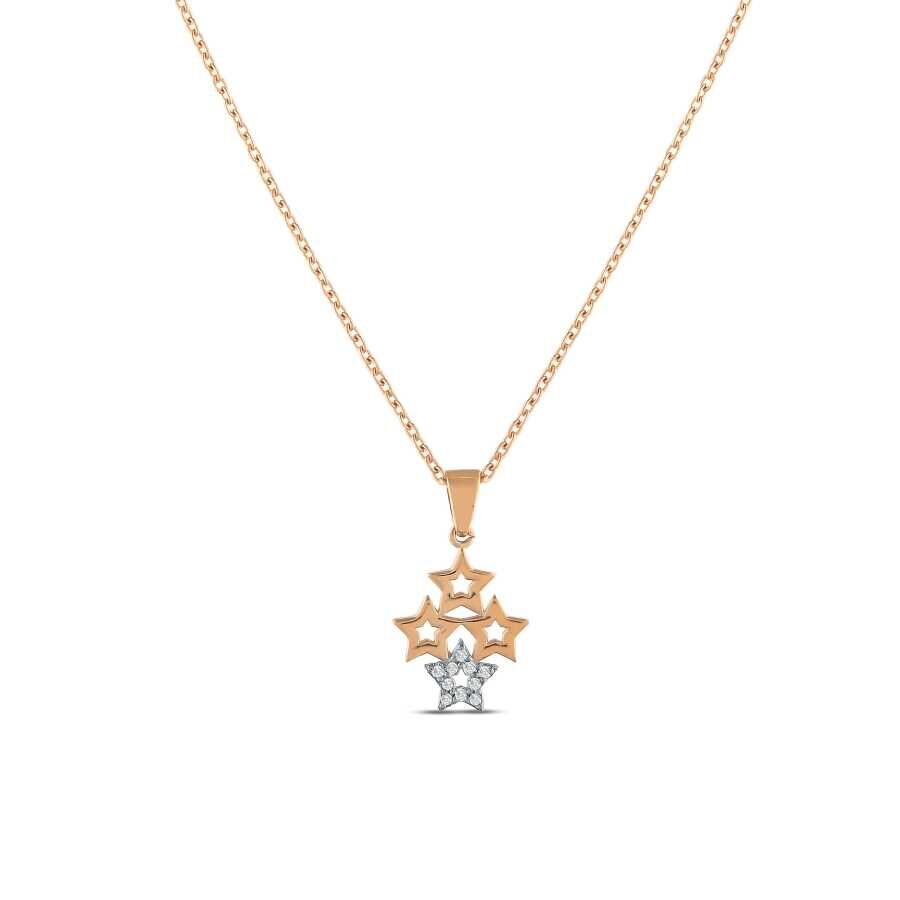 0.04 Karat Pırlanta Dört Yıldızlı Kolye