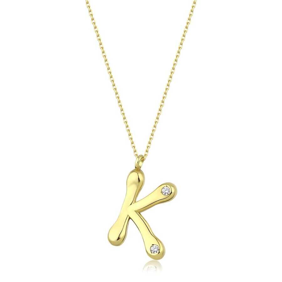 0.04 Karat Pırlanta K Harf Kolye