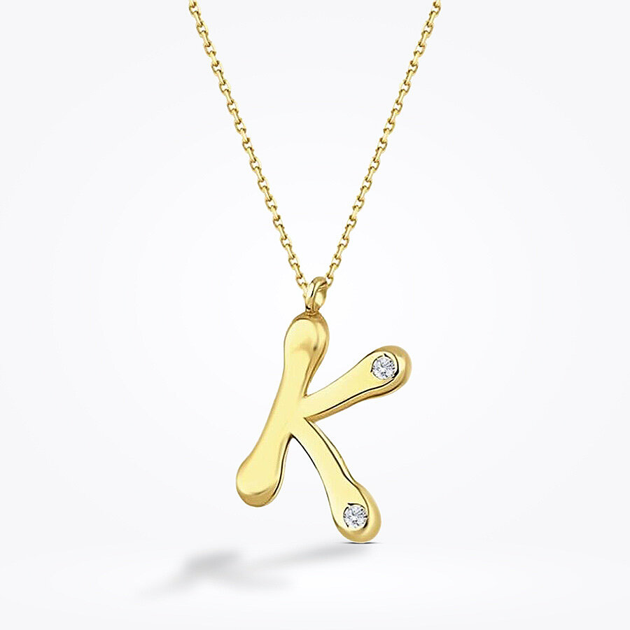 0.04 Karat Pırlanta K Harf Kolye