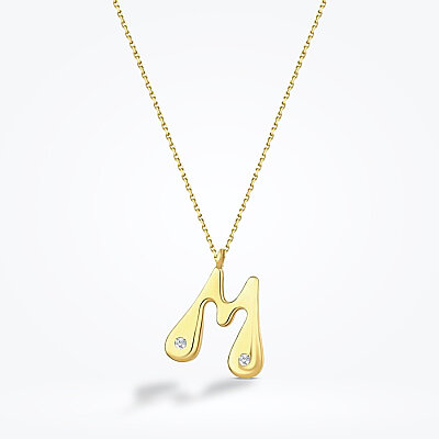 0.04 Karat Pırlanta M Harf Kolye - Baroni Diamond (1)