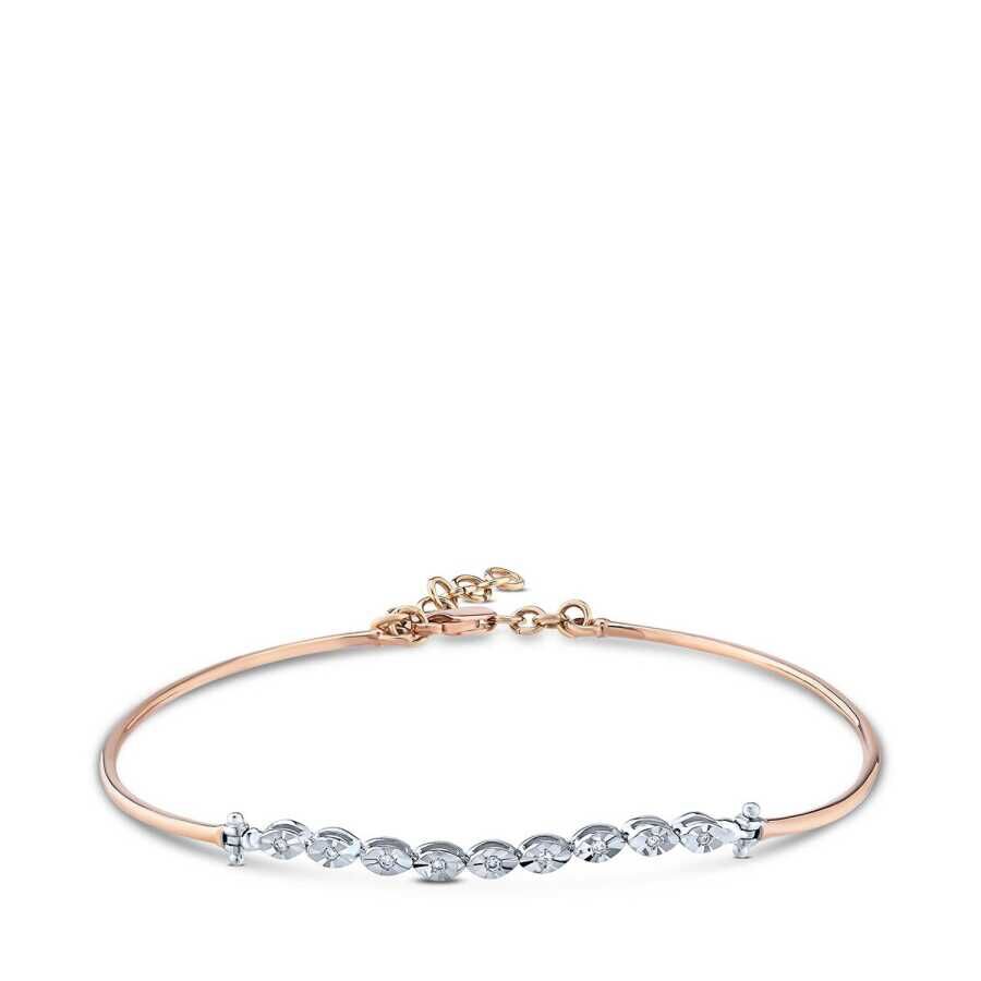 0.04 Karat Pırlanta Rose Efektli Kelepçe