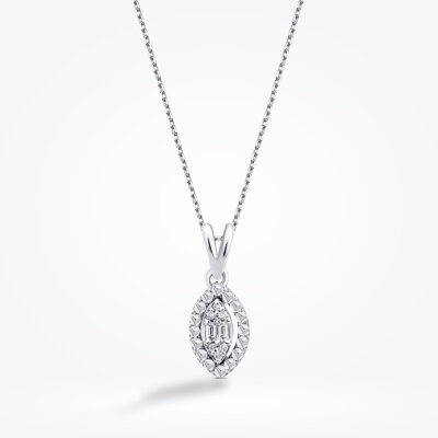 0.05 Karat Pırlanta Damla Baget Kolye - 1