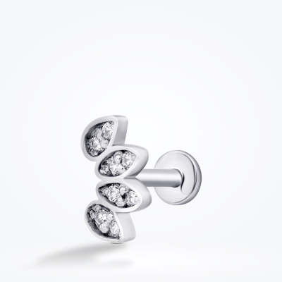 0.05 Karat Pırlanta Lotus Tragus Küpe - 2