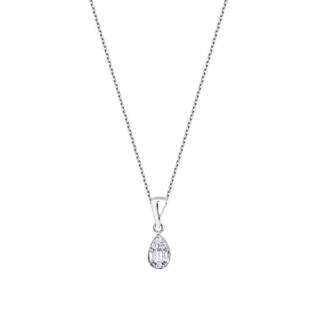 0.06 Karat Pırlanta Baget Damla Kolye - Baroni Diamond
