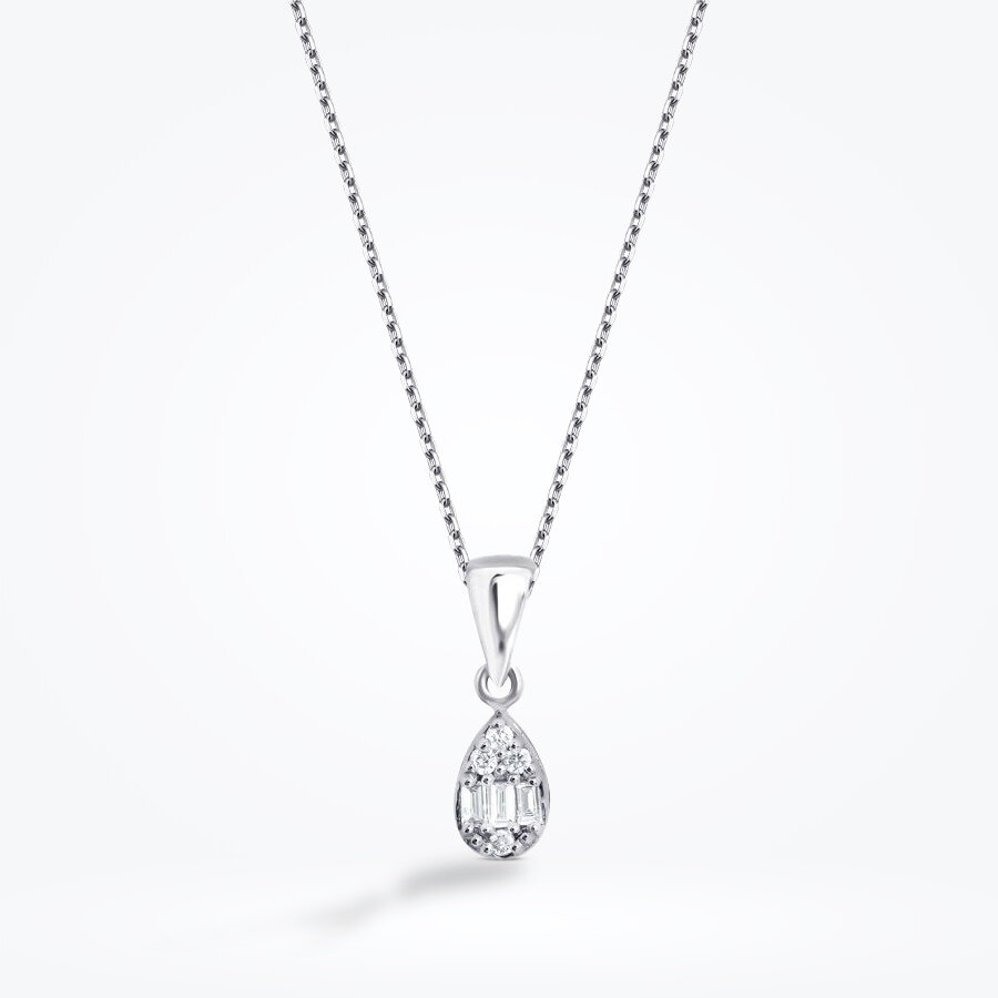 0.06 Karat Pırlanta Baget Damla Kolye - Baroni Diamond