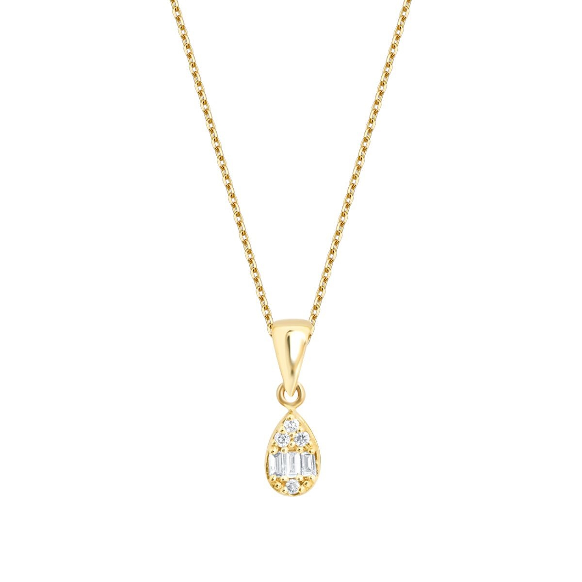 0.06 Karat Pırlanta Baget Damla Kolye - Baroni Diamond