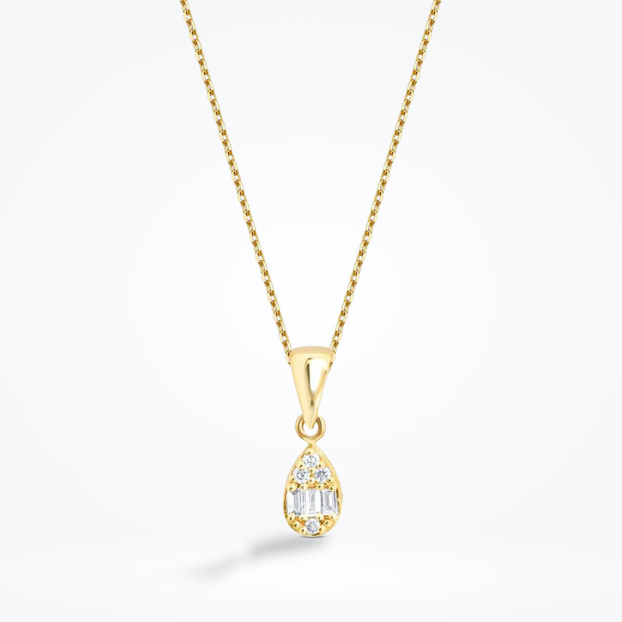 0.06 Karat Pırlanta Baget Damla Kolye - Baroni Diamond