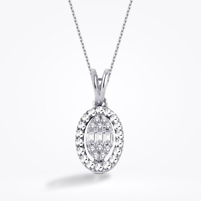 0.06 Karat Pırlanta Baget Kolye - 1