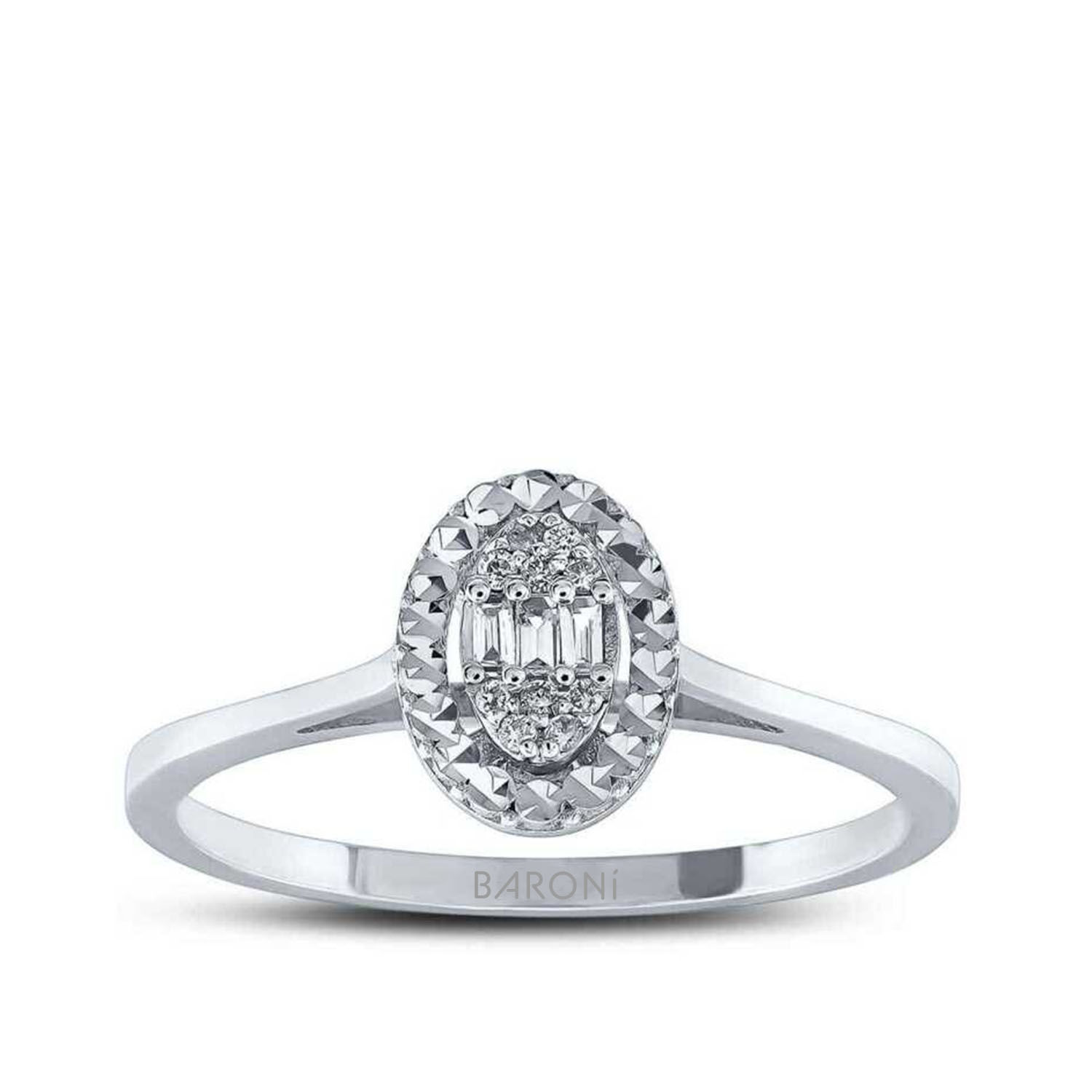 0.06 Karat Pırlanta Oval Baget Yüzük