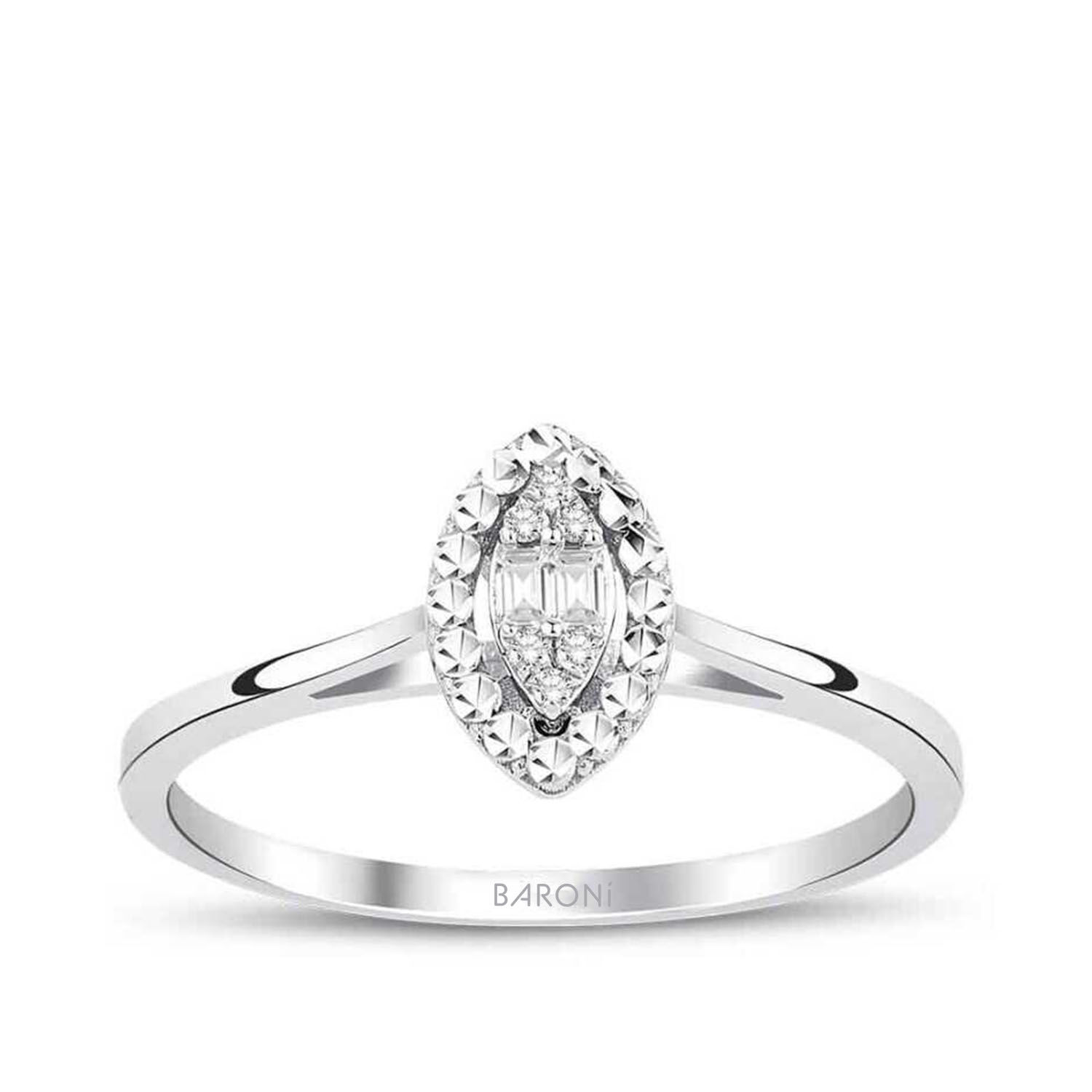0.06 Karat Pırlanta Markiz Baget Yüzük - Baroni Diamond