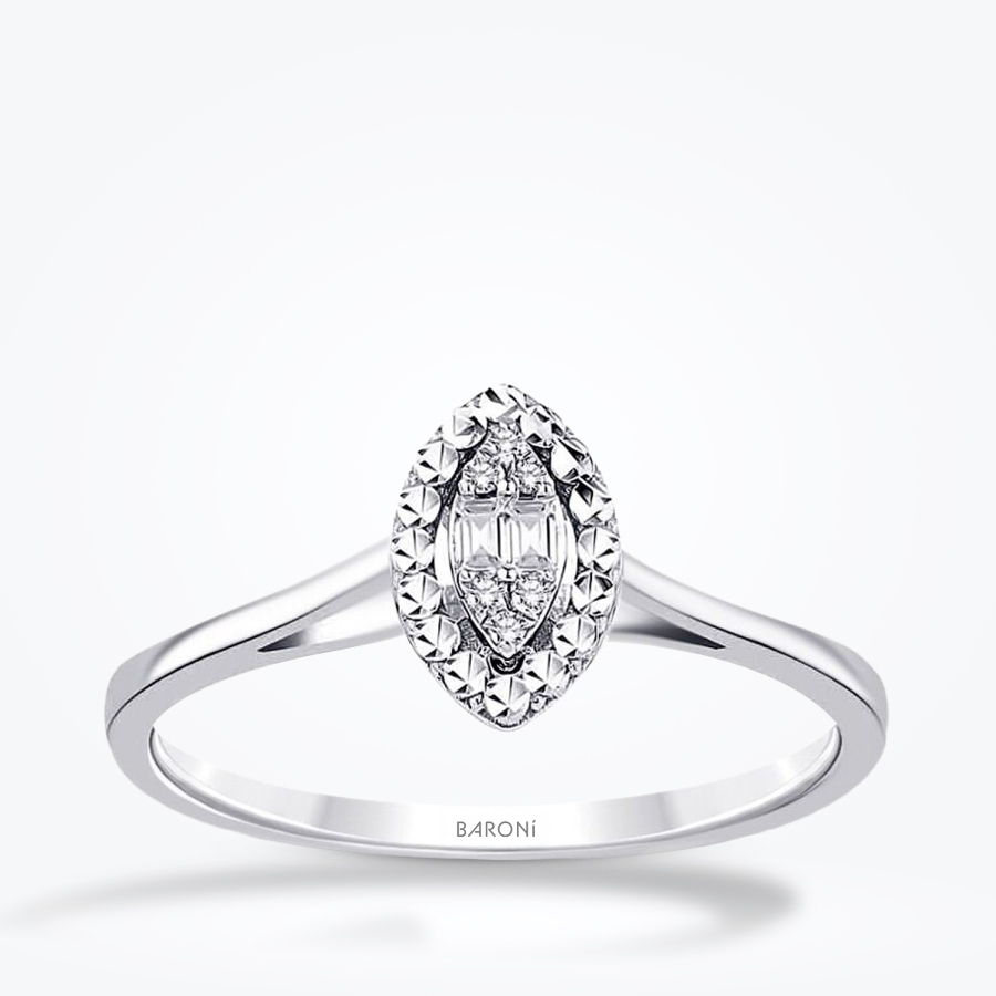 0.06 Karat Pırlanta Markiz Baget Yüzük - Baroni Diamond