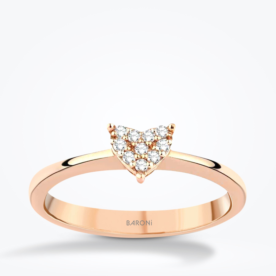 0.06 Karat Pırlanta Rose Kalp Yüzük - Baroni Diamond