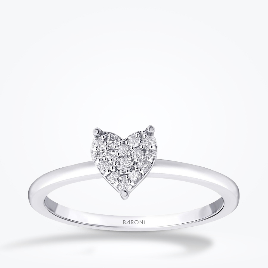 0.06 Karat Pırlanta Taşlı Kalp Yüzük - Baroni Diamond