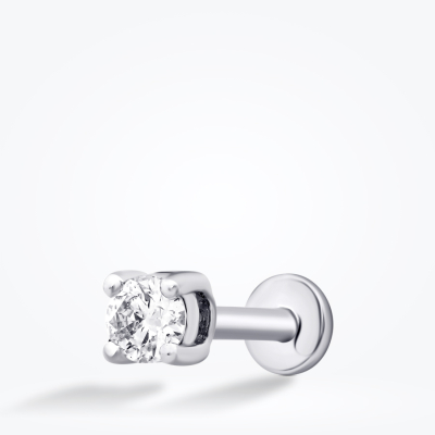 0.06 Karat Pırlanta Tektaş Tragus Küpe - 2