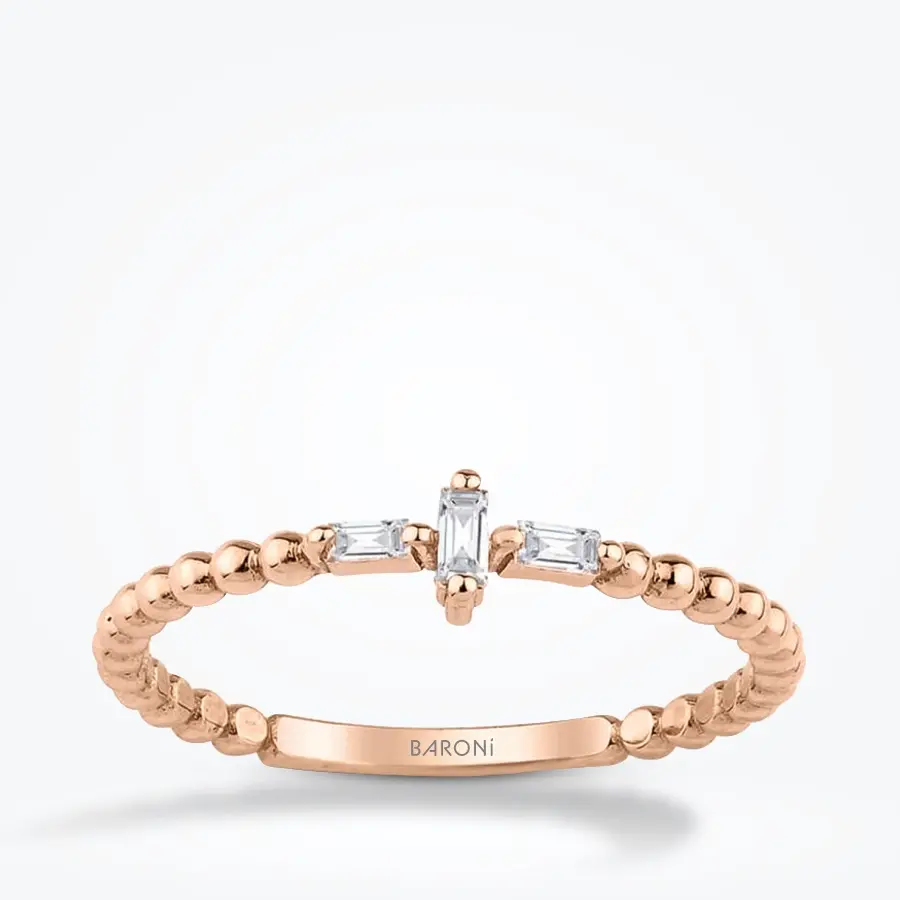 0.07 Karat Pırlanta Baget Rose Yüzük