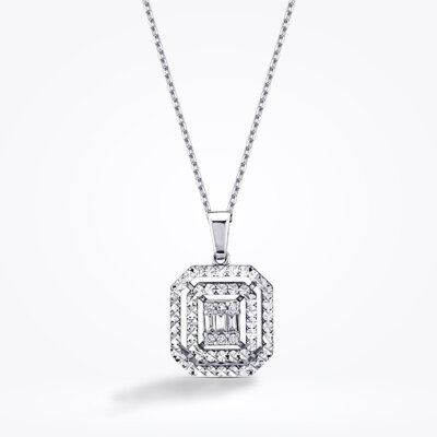 0.07 Karat Pırlanta Efektli Baget Kolye 