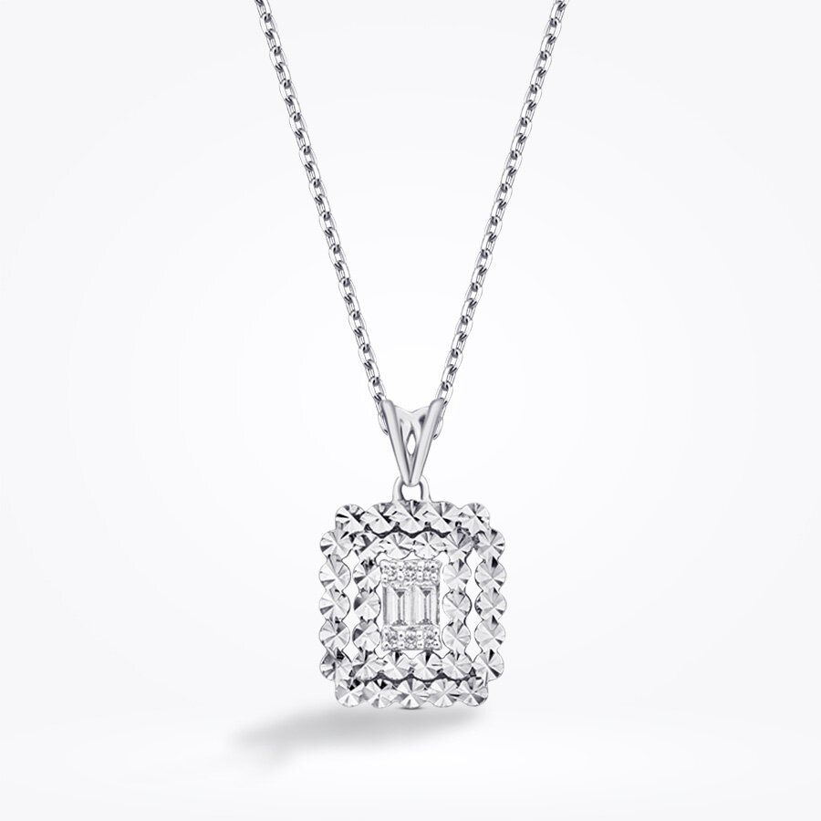 0.08 Karat Pırlanta Baget Kolye - Baroni Diamond