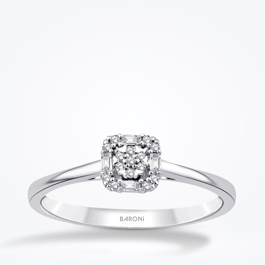 0.08 Karat Pırlanta Baget Modern Yüzük - Baroni Diamond
