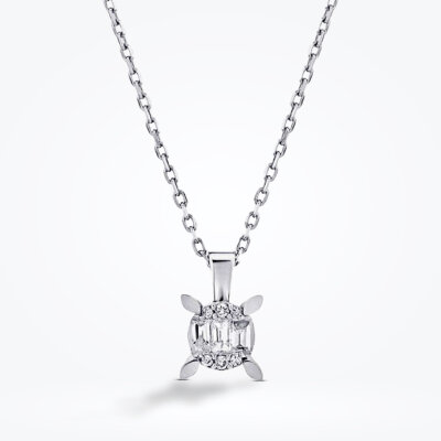 0.08 Karat Pırlanta Baget Tektaş Kolye 