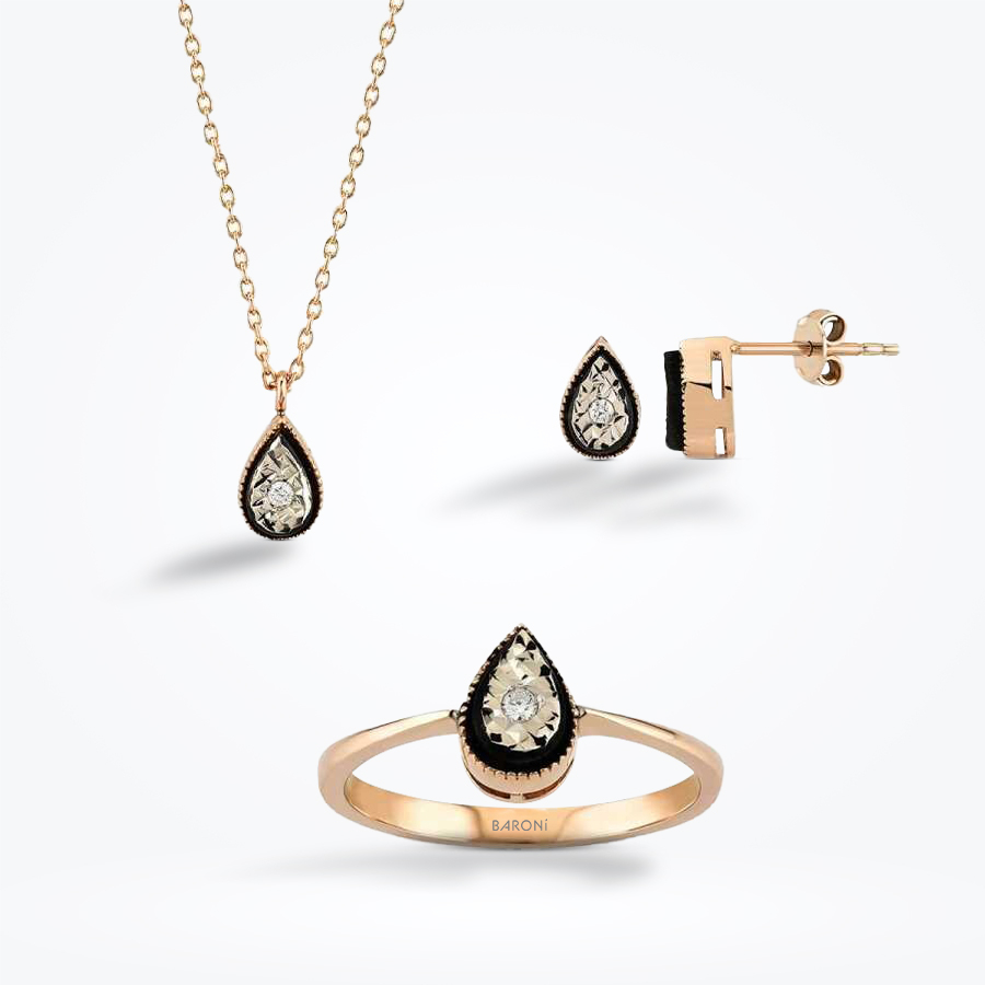 0.08 Karat Pırlanta Damla Mini Set - Baroni Diamond
