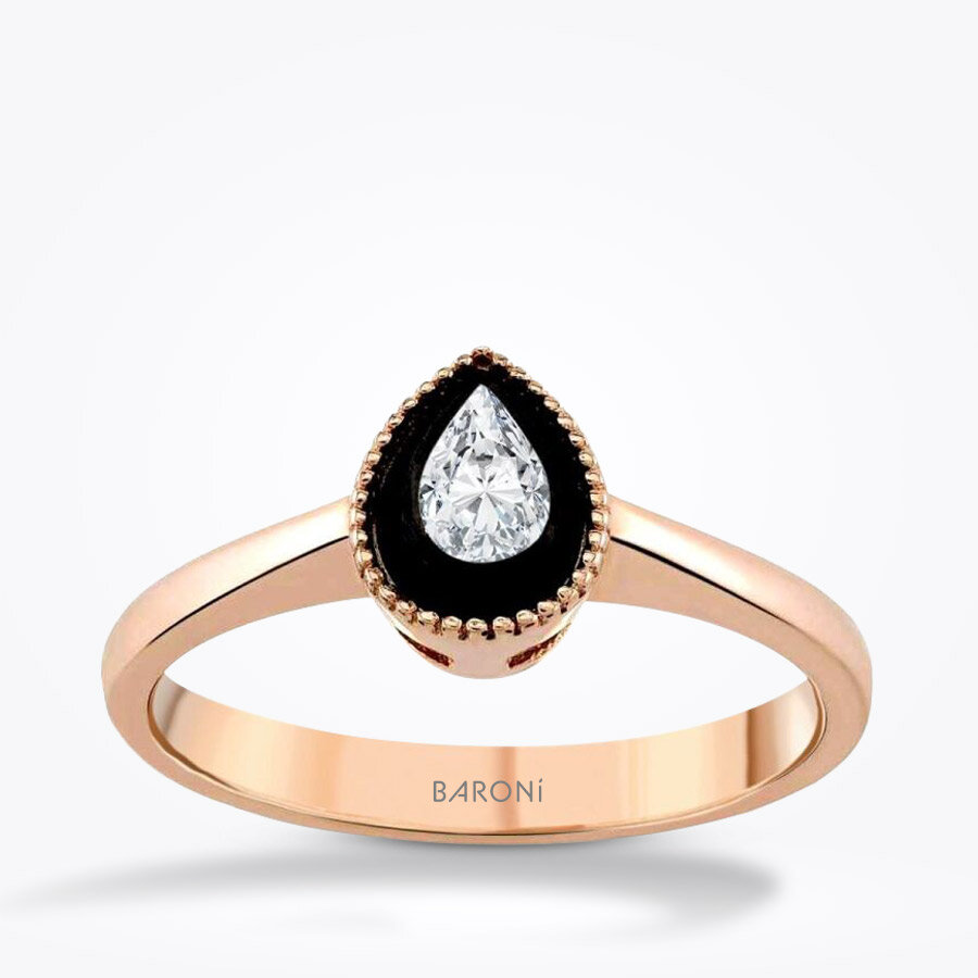 0.09 Karat Elmas Damla Yüzük - Baroni Diamond