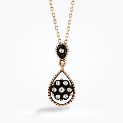 0.09 Karat Elmas Gül Kolye 