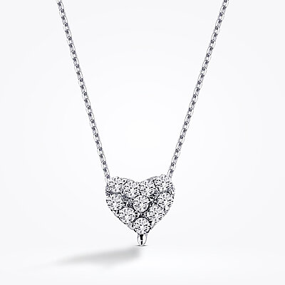 0.09 Karat Pırlanta Taşlı Kalp Kolye 