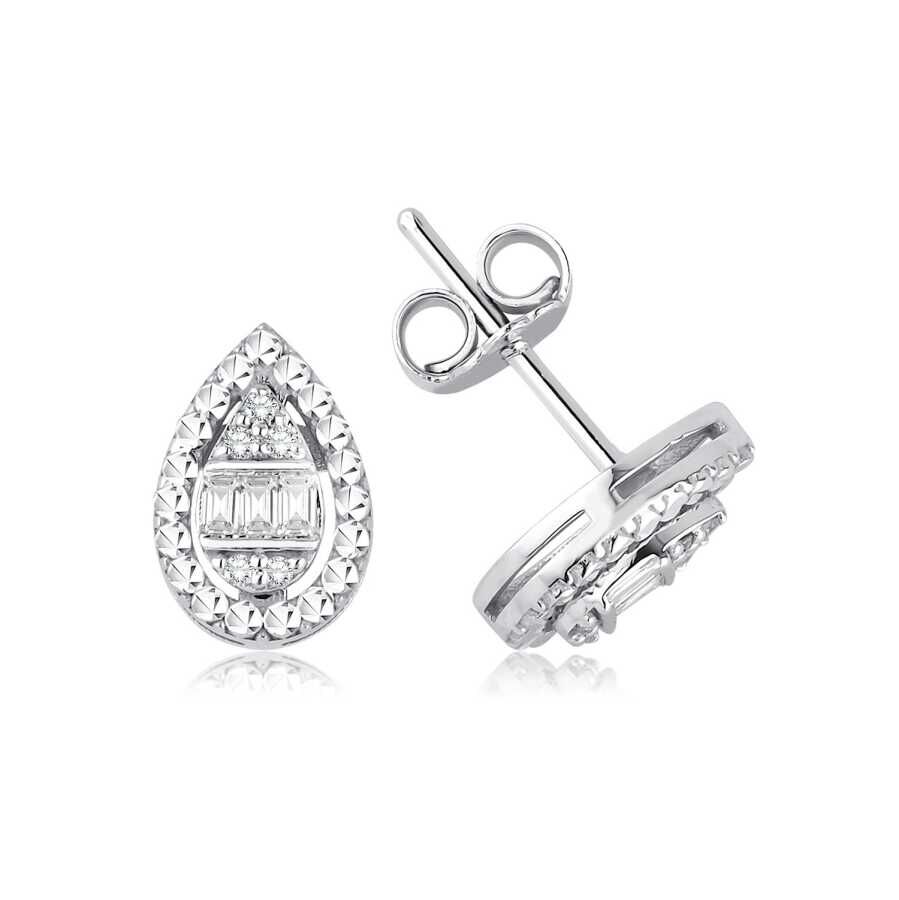 0.10 Karat Pırlanta Baget Küpe - Baroni Diamond