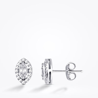 0.10 Karat Pırlanta Baget Küpe 