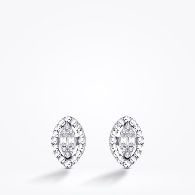 0.10 Karat Pırlanta Baget Küpe - 2