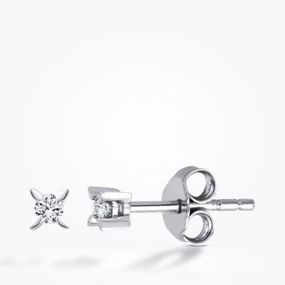 0.10 Karat Pırlanta Erkek Küpe - 3