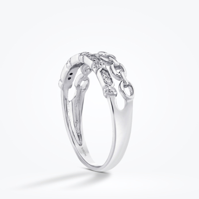 0.10 Karat Pırlanta İki Sıra Yarımtur Yüzük - 2