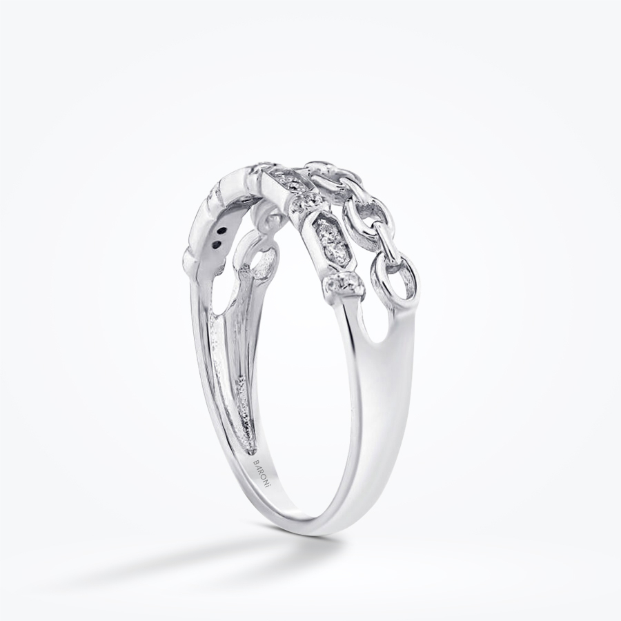 0.10 Karat Pırlanta İki Sıra Yarımtur Yüzük - 2